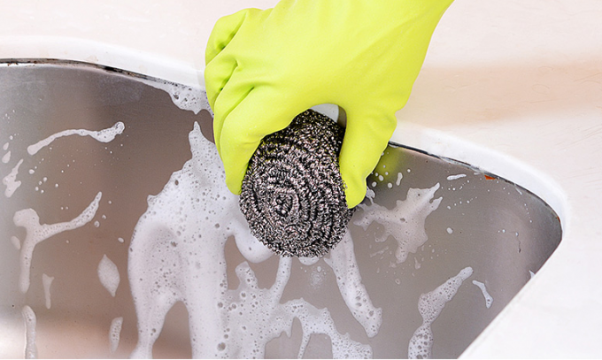 Σφαίρα καθαρισμού οικιακού καθαρίζοντας ανοξείδωτου που προστατεύει τα χέρια από να βλαφθεί
