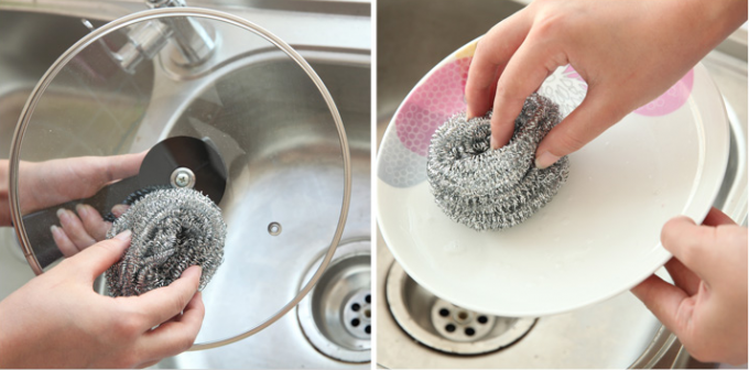 Ανοξείδωτο καθαρίζοντας σφουγγάρι πιάτων καλωδίων, ισχυρό σφουγγάρι πλυντηρίων πιάτων απορρόφησης νερού